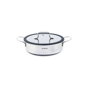 ماهی تابه دو دسته استیل هیبرید کف لیزری 24 سانت عرشیا مدل SS622-3699